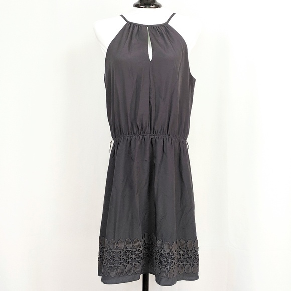 Express Halter Dress Grecian Style Keyhole Lace Applique Gray Dark Coquette Y2K - Picture 1 of 9
